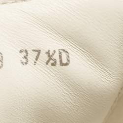 Pre Owned Alexander McQueen Cream Croc Embossed Leather Oversized Low Top Sneakers Size 37.5