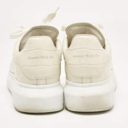 Pre Owned Alexander McQueen Cream Croc Embossed Leather Oversized Low Top Sneakers Size 37.5