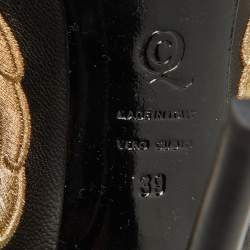 Pre Owned Alexander McQueen Black Leather Wings Embroidered Faithful Ankle Length Boots Size 39