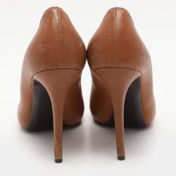 Alexander McQueen Brown Leather Skull Peep Toe Pumps Size 38