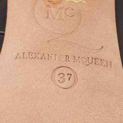 Alexander McQueen Black Leather Studded Platform Pumps Size 37
