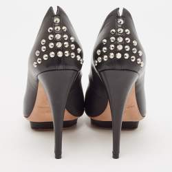 Alexander McQueen Black Leather Studded Platform Pumps Size 37