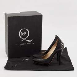 Alexander McQueen Black Leather Studded Platform Pumps Size 37
