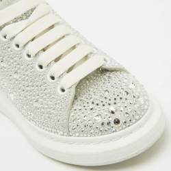 Alexander McQueen Grey Suede Crystal Embellished Oversized Sneakers Size 37