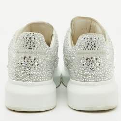 Alexander McQueen Grey Suede Crystal Embellished Oversized Sneakers Size 37