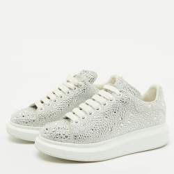 Alexander McQueen Grey Suede Crystal Embellished Oversized Sneakers Size 37