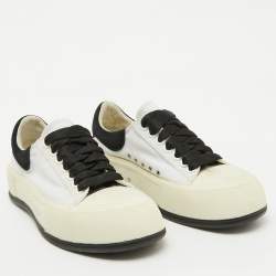 Alexander McQueen White/Black Canvas Tread Slick Sneakers Size 36