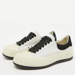 Alexander McQueen White/Black Canvas Tread Slick Sneakers Size 36