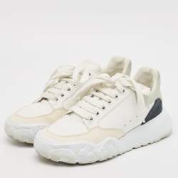 Pre Owned Alexander McQueen Multicolor Leather and Suede Oversized Runner Sneakers Size 37.5