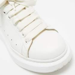 Alexander McQueen Black/White Leather and Suede Oversized Lace Up Sneakers Size 38