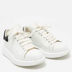 Alexander McQueen Black/White Leather and Suede Oversized Lace Up Sneakers Size 38