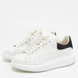 Alexander McQueen Black/White Leather and Suede Oversized Lace Up Sneakers Size 38