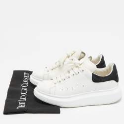 Alexander McQueen Black/White Leather and Suede Oversized Lace Up Sneakers Size 38