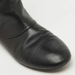 Alexander McQueen Black Leather Buckle Detail Knee length Boots Size 40