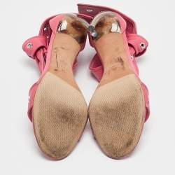 Alexander McQueen Pink Leather Ankle Strap Sandals Size 38