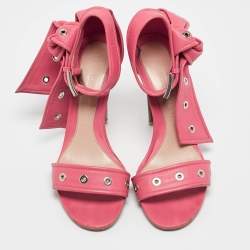Alexander McQueen Pink Leather Ankle Strap Sandals Size 38