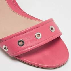 Alexander McQueen Pink Leather Ankle Strap Sandals Size 38