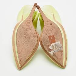 Alexander McQueen Neon Green Leather Wedge Pumps Size 37