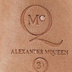 Alexander McQueen Black Leather and Mesh Ankle Length Boots Size 37