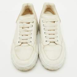 Alexander McQueen White Leather and Suede Oversized Runner Sneakers Size 38