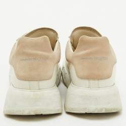 Alexander McQueen White Leather and Suede Oversized Runner Sneakers Size 38