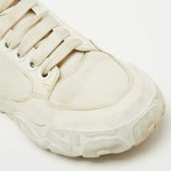 Alexander McQueen White Leather and Suede Oversized Runner Sneakers Size 38