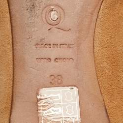 Pre Owned Alexander McQueen Brown Suede and Sequins Skull Smoking Slippers Size 38