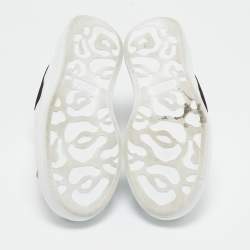 Pre Owned Alexander McQueen Black/White Leather and Suede Oversized Lace Up Sneakers Size 38