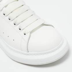 Pre Owned Alexander McQueen Black/White Leather and Suede Oversized Lace Up Sneakers Size 38