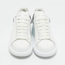 Pre Owned Alexander McQueen Black/White Leather and Suede Oversized Lace Up Sneakers Size 38