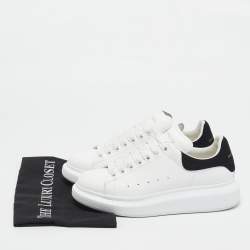 Pre Owned Alexander McQueen Black/White Leather and Suede Oversized Lace Up Sneakers Size 38