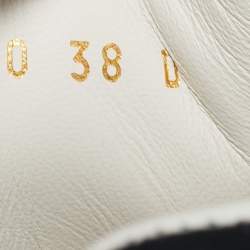 Pre Owned Alexander McQueen Black/White Leather and Suede Oversized Lace Up Sneakers Size 38