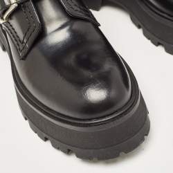Alexander McQueen Black Leather Rave Buckle Ankle Boots Size 37.5