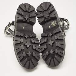 Alexander McQueen Black Leather Rave Buckle Ankle Boots Size 37.5