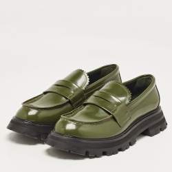 Alexander McQueen Green Leather Wander Loafers Size 39.5 