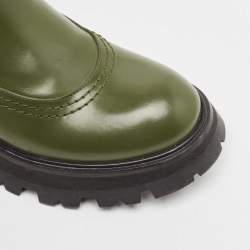 Alexander McQueen Green Leather Wander Chelsea Boots Size 38