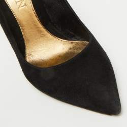 Alexander McQueen Black Suede Gold Trimmed Faux Pearl Pumps Size 39