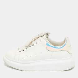 Alexander McQueen White/Blue Leather Oversized Sneakers Size 36