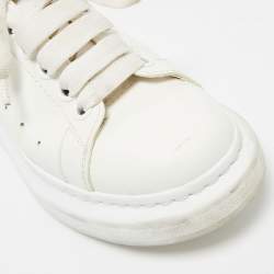 Alexander McQueen White/Blue Leather Oversized Sneakers Size 36