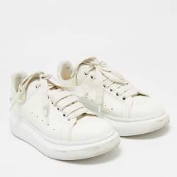 Alexander McQueen White/Blue Leather Oversized Sneakers Size 36