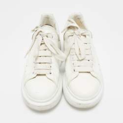 Alexander McQueen White/Blue Leather Oversized Sneakers Size 36