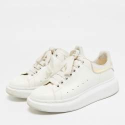 Alexander McQueen White/Blue Leather Oversized Sneakers Size 36