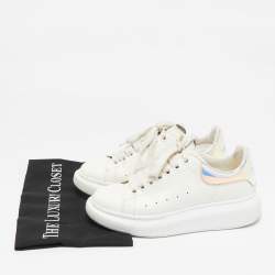 Alexander McQueen White/Blue Leather Oversized Sneakers Size 36