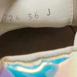 Alexander McQueen White/Blue Leather Oversized Sneakers Size 36