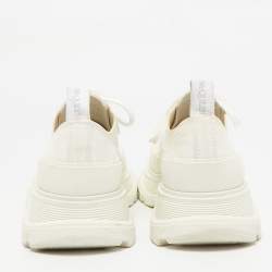 Alexander McQueen White Canvas and Rubber Tread Slick Lace Up Sneakers 39