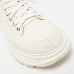 Alexander McQueen White Canvas and Rubber Tread Slick Lace Up Sneakers 39