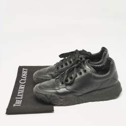 Alexander McQueen Black Leather Oversized Trainer Sneakers Size 39.5