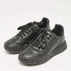 Alexander McQueen Black Leather Oversized Trainer Sneakers Size 39.5