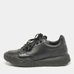 Alexander McQueen Black Leather Oversized Trainer Sneakers Size 39.5