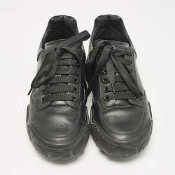 Alexander McQueen Black Leather Oversized Trainer Sneakers Size 39.5